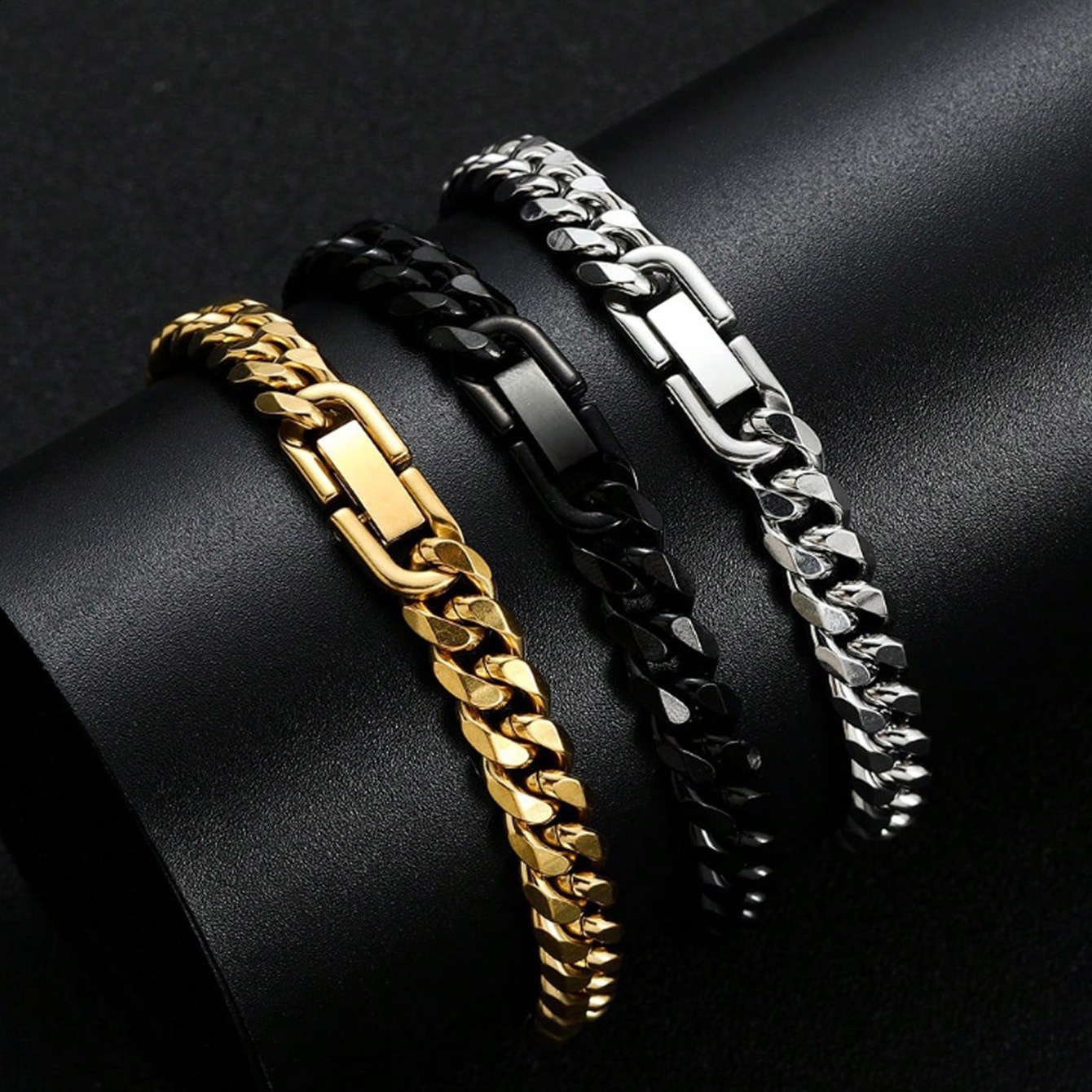 Plated 18K Gold Bracelet 6/8/12 mm Width Figaro Chain 8 Inch 100 Stainless Steel Bracelet for Masculine Men Women 251230