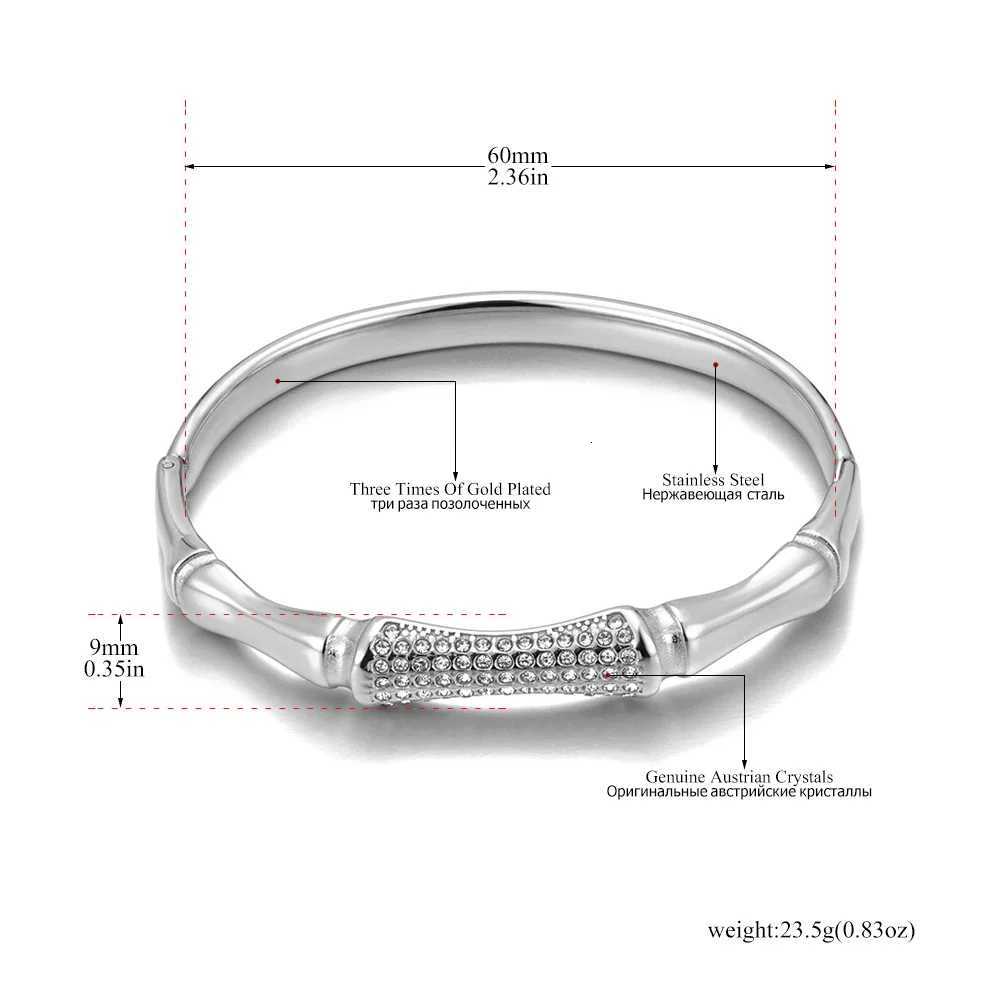 Lokaer Stainless Steel Gold Plated Bamboo Bangles for Women Girl Gift Waterproof Jewelry Luxury Sparkling Zircon B25034 H260323 - view 4