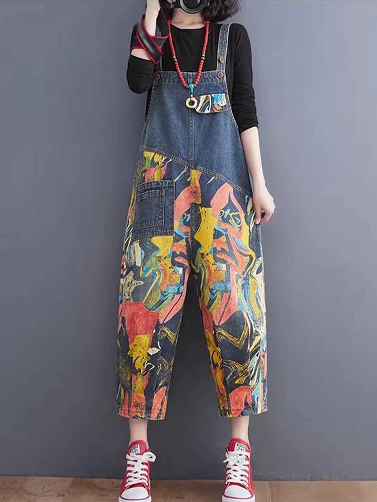 AmaxluluE Streetwear Summer Womens Fashion Denim Overalls Loose Vintage Jeans Ladies Casual Classic Pants Solid Trousers M260323