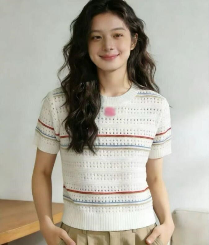 white designer t shirt for women short sleeve black stripes womens knit tshirt brand woman top tee