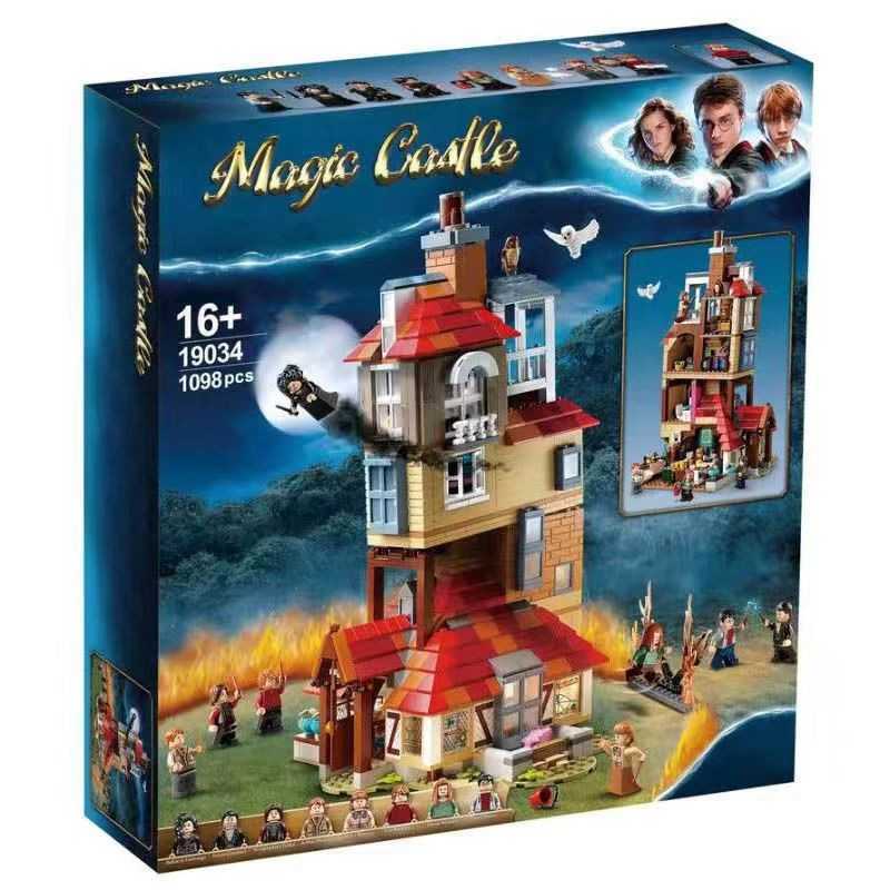 Assembled building blocks compatible with 75980 Harry Potter series Attack on the Burrow building blocks toy for boys and girls X260323