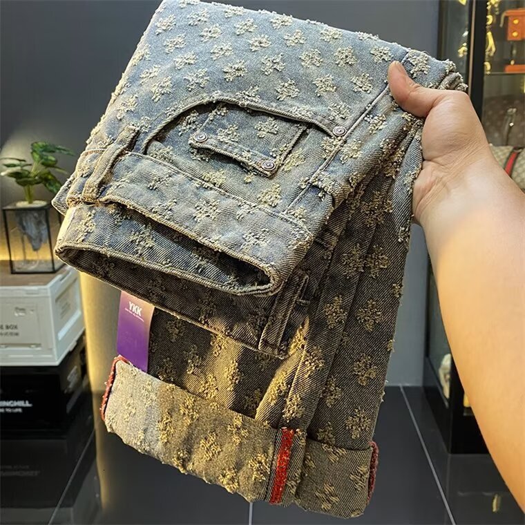 2026 Retro Designer Jeans Fashion Luxury Men's Style Vintage American Motorcycle Style Straight Tube Embroidered Jeans Essential Micro Pull Loose