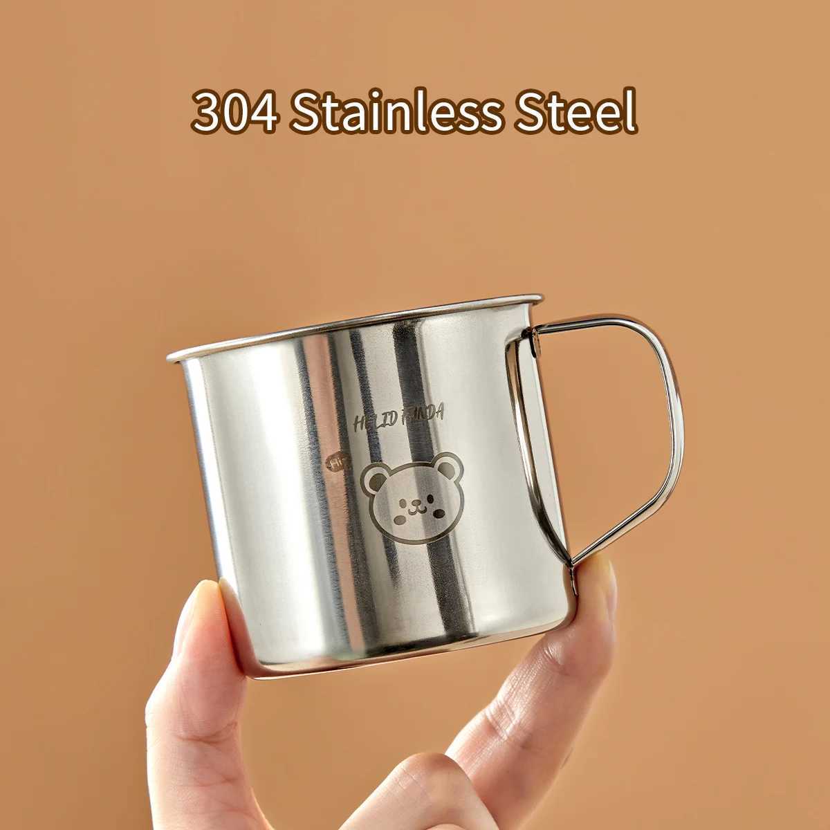 Mini 304 Stainless Steel Water Cup For Kids Durable Anti Scald Children Drinking Cup With Handle Milk Coffee Mug Drinkware N D260323
