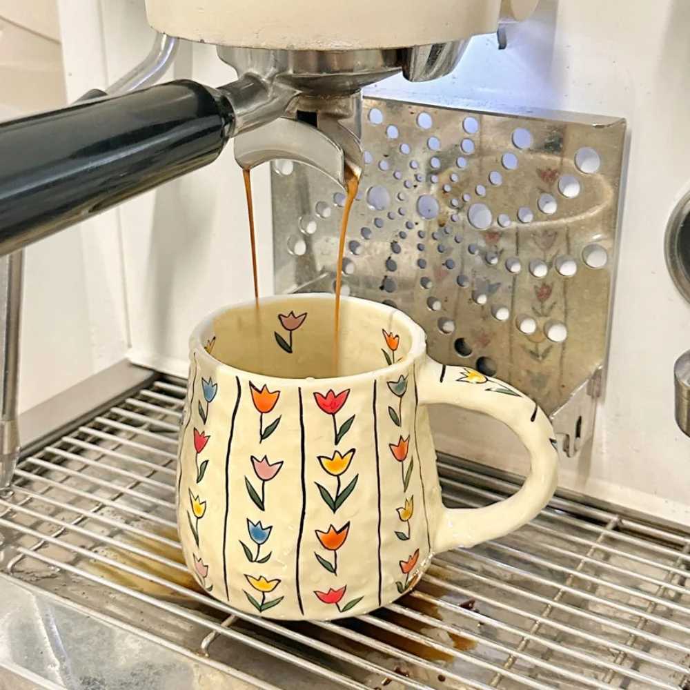 380ml Ceramic Mug Coffee Cups Milk Tea Cup Handmade Ceramic Hot Chocolate Cup Oatmeal Breakfast Mug Drinkware Kitchen H260323