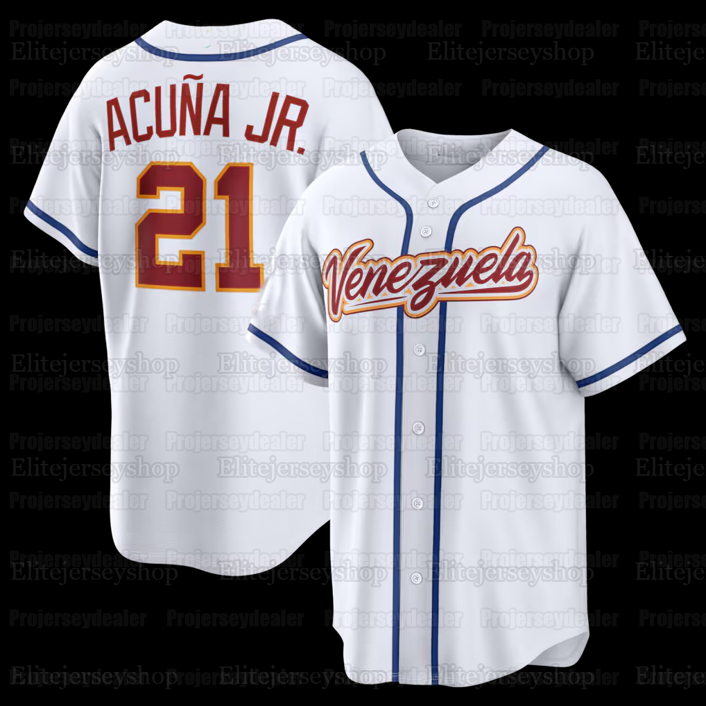 21 Ronald Acuna Jr Venezuela 2026 World Baseball Classic Jersey WBC Gleyber Luis Arraez Jackson Chourio Willson Contreras Andres Gimenez