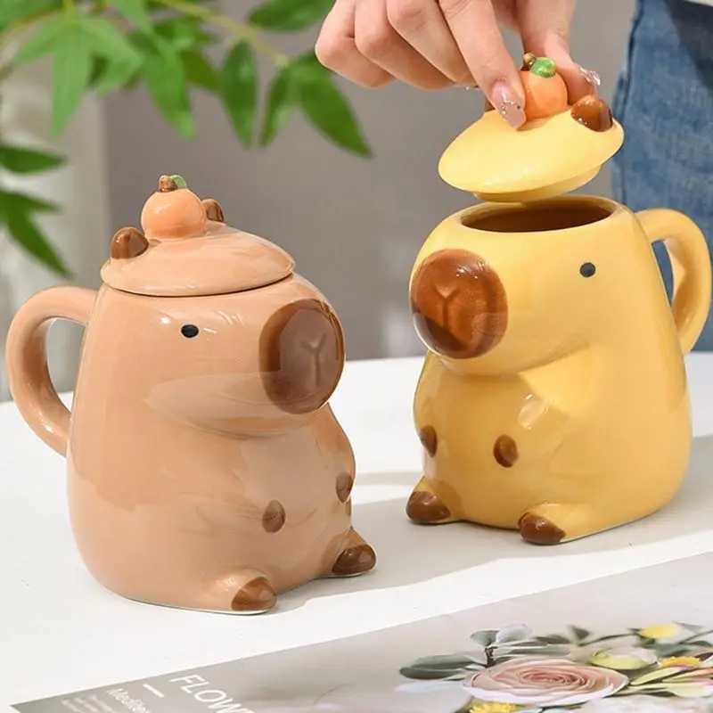 Christmas Mug Ceramic Coffee Mug Tea Mug Novelty Capybara Mug Christmas Gift Cute Milk Coffee Cup Funny Tea Cup with Lid D260323