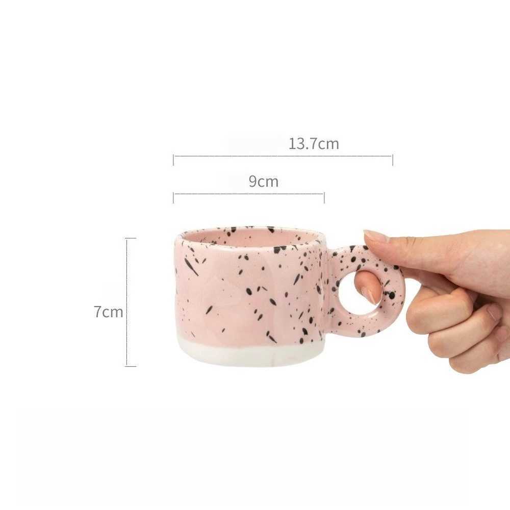Irregular Splash Ink Ceramic Mug Ring Handle Handmade Coffee Milk Cup Couple Cups Home Office Decoration Handgrip Porcelain H260323