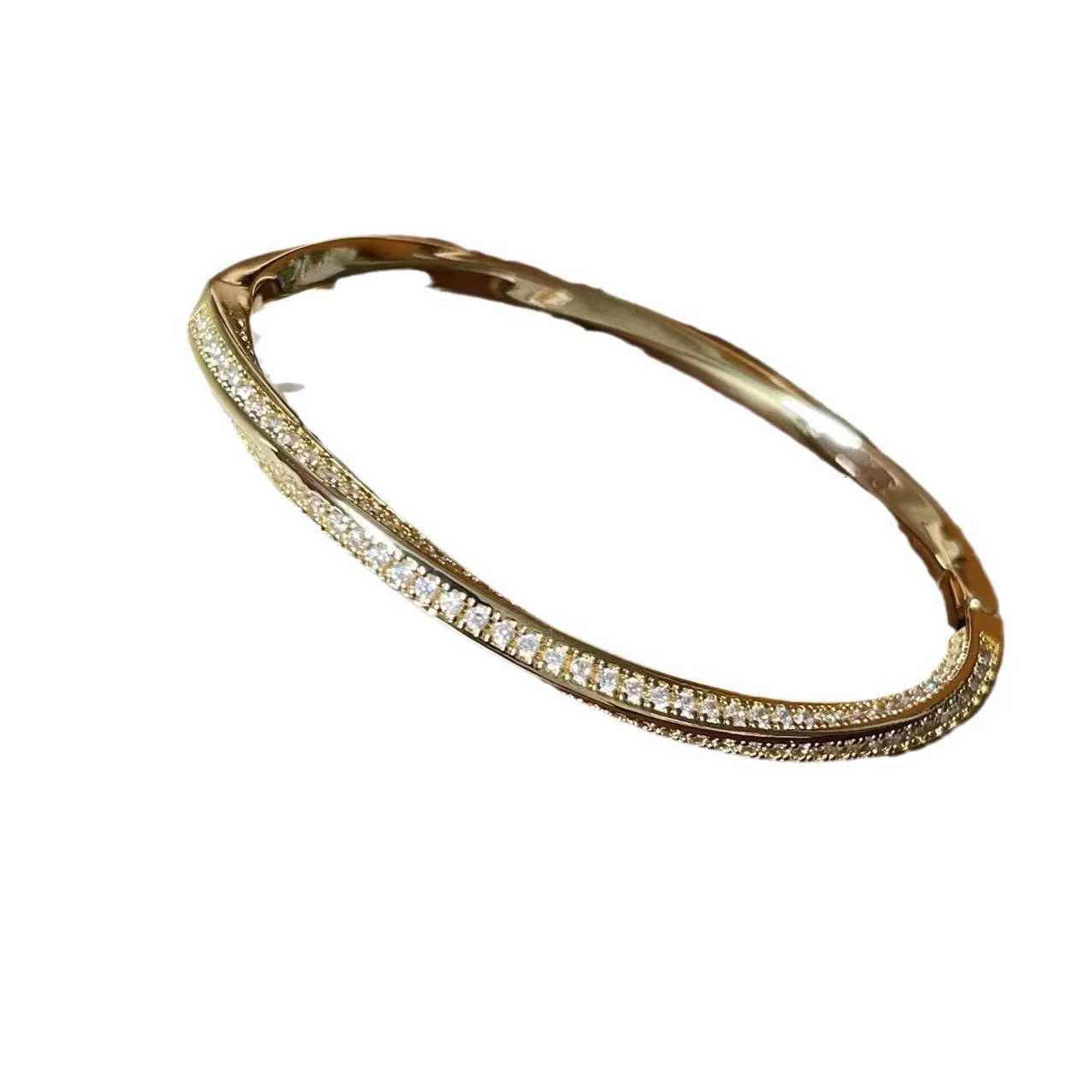 Yupsk Classic Stainless Steel Zircon Inlaid Open Bangle for Women Twist Niche Design Luxury Jewelry Gift H260323 - view 7