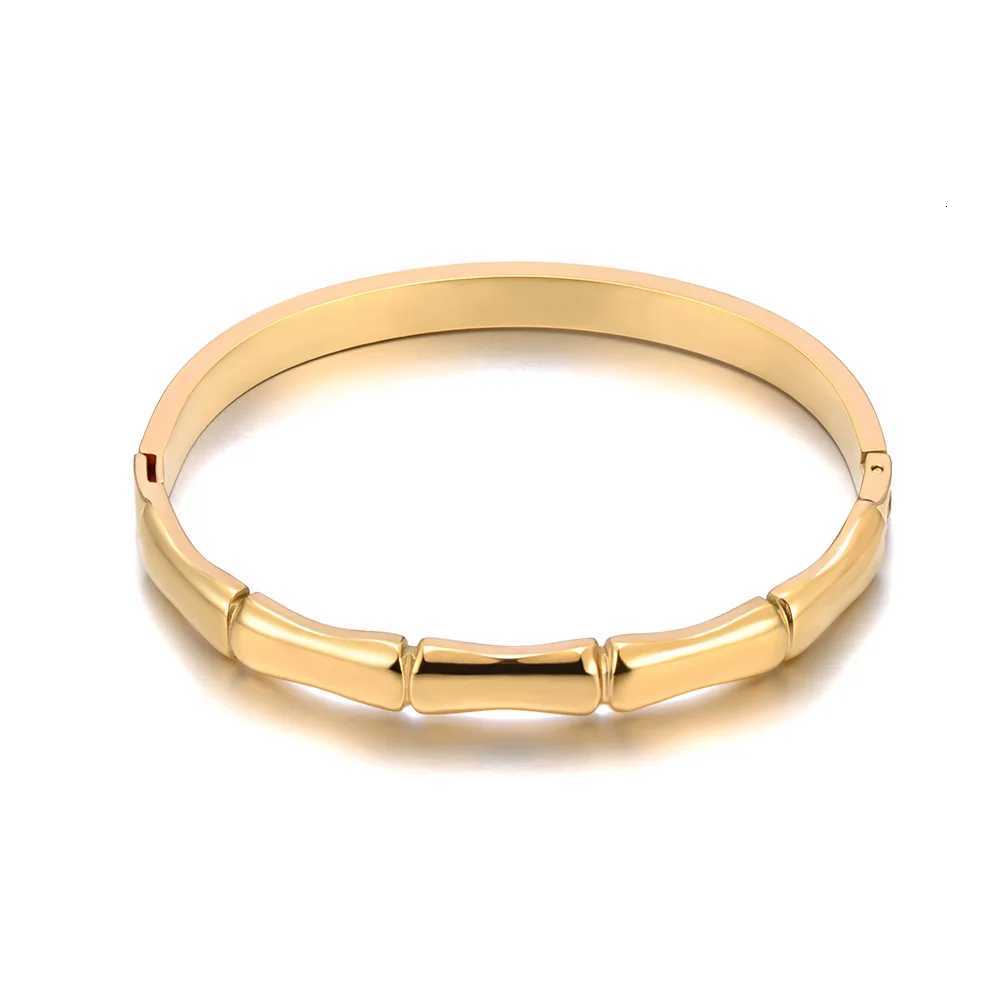 Lokaer Stainless Steel Gold Plated Bamboo Bangles for Women Girl Gift Waterproof Jewelry Luxury Sparkling Zircon B25034 H260323 - view 3