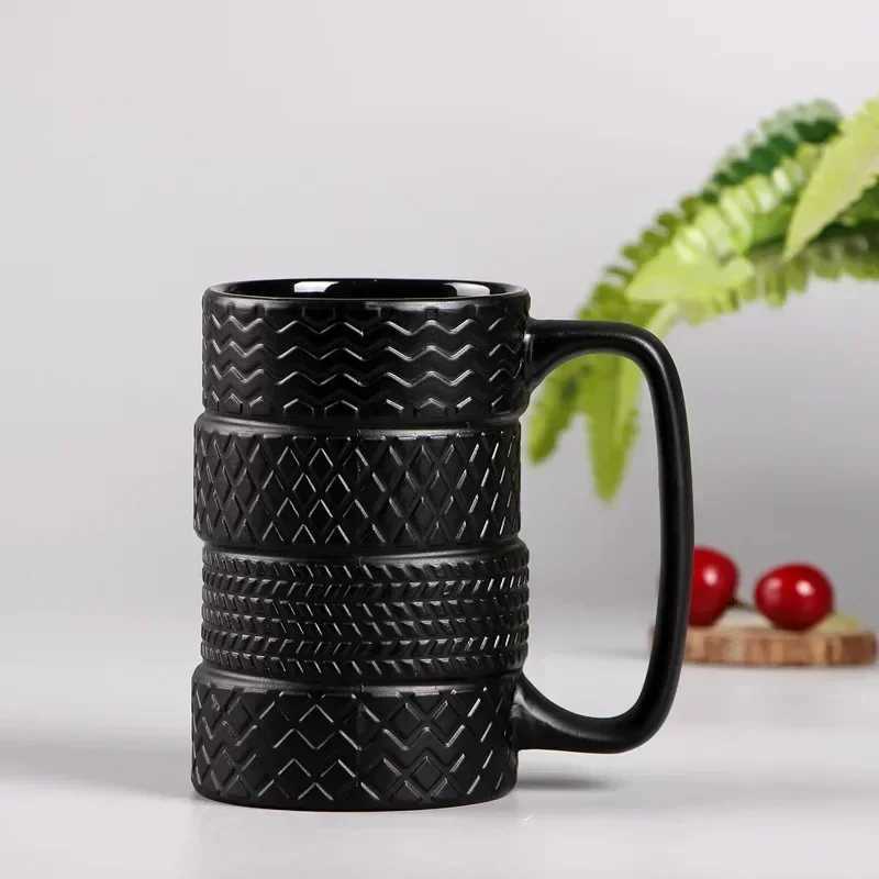 1Pcs Tire Ceramics Mug Creative Novelty Tire Shaped Cup Large Capacity Heat-resisting Office Home Coffee Breakfast Mugs Gifts D260323