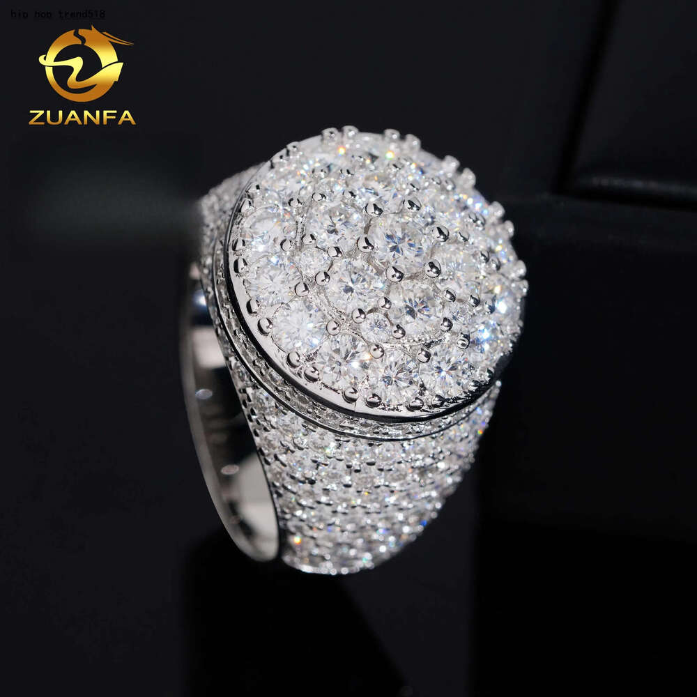 USA Local Stock RTS Hot Sale Custom Hip Hop Rapper Jewelry VVS Moissanite Iced Out 925 Silver Rings Diamond Men Ring