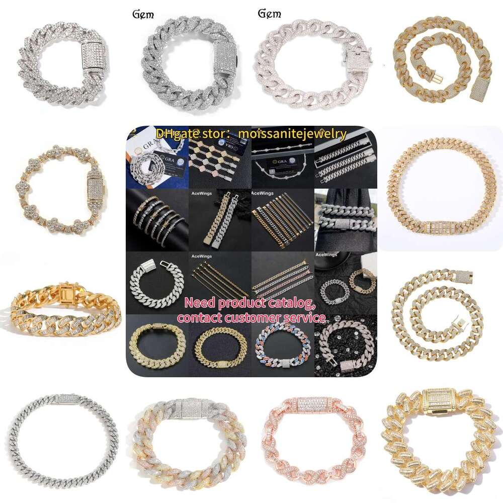 Hot Selling Hip Hop 16mm Moon Shape Cuban Link Custom Iced Out Men Moissanite Bracelet 925 Sterling Silver