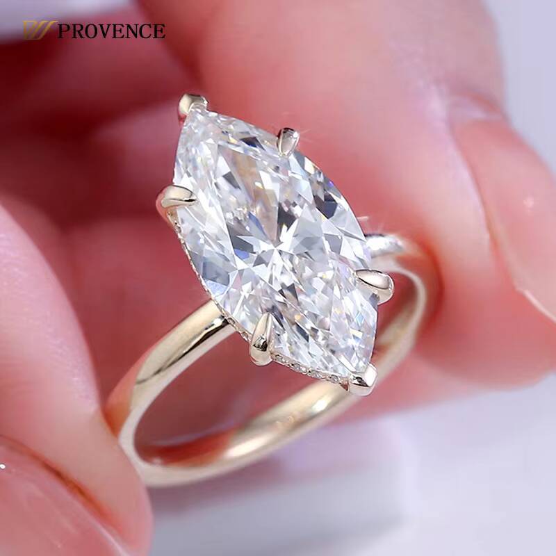 509ct Marquise Cut DEF VVS Lab Grown Diamond Rings 18K Solid Yellow Gold Fine Rings Engagement Rings for Women Anniversary Gift