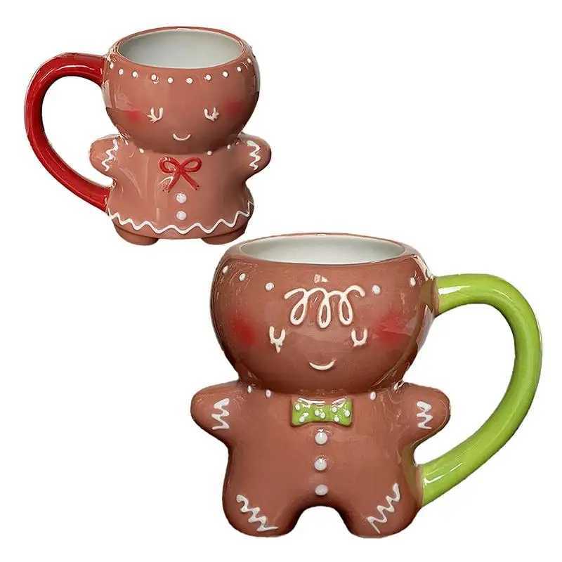 New Gingerbread Man Coffee Mugs Ceramic Porcelain Gingerbread Man Cup Lovely Breakfast Christmas gingerbread man coffee cups H260323