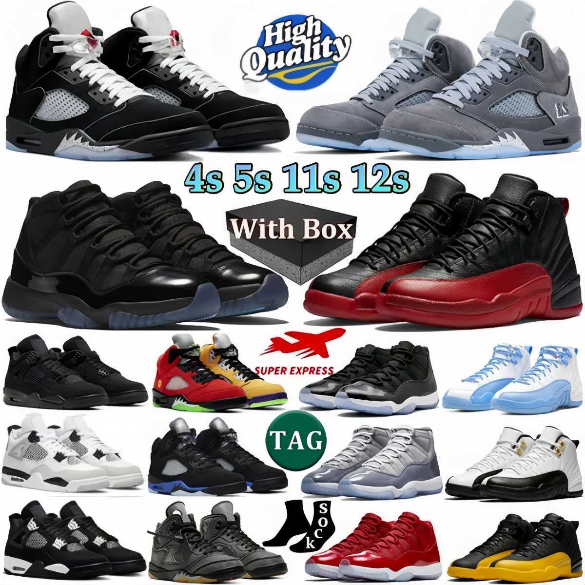 With Box Basketball Shoes 4s 5s 11s 12s Unc Top Mens Womens Fire Red 5s Metallic Reimagined Black Cat 4s cherrys 11 Infrared Retro Carmine White Cement Grey Pink Trainer