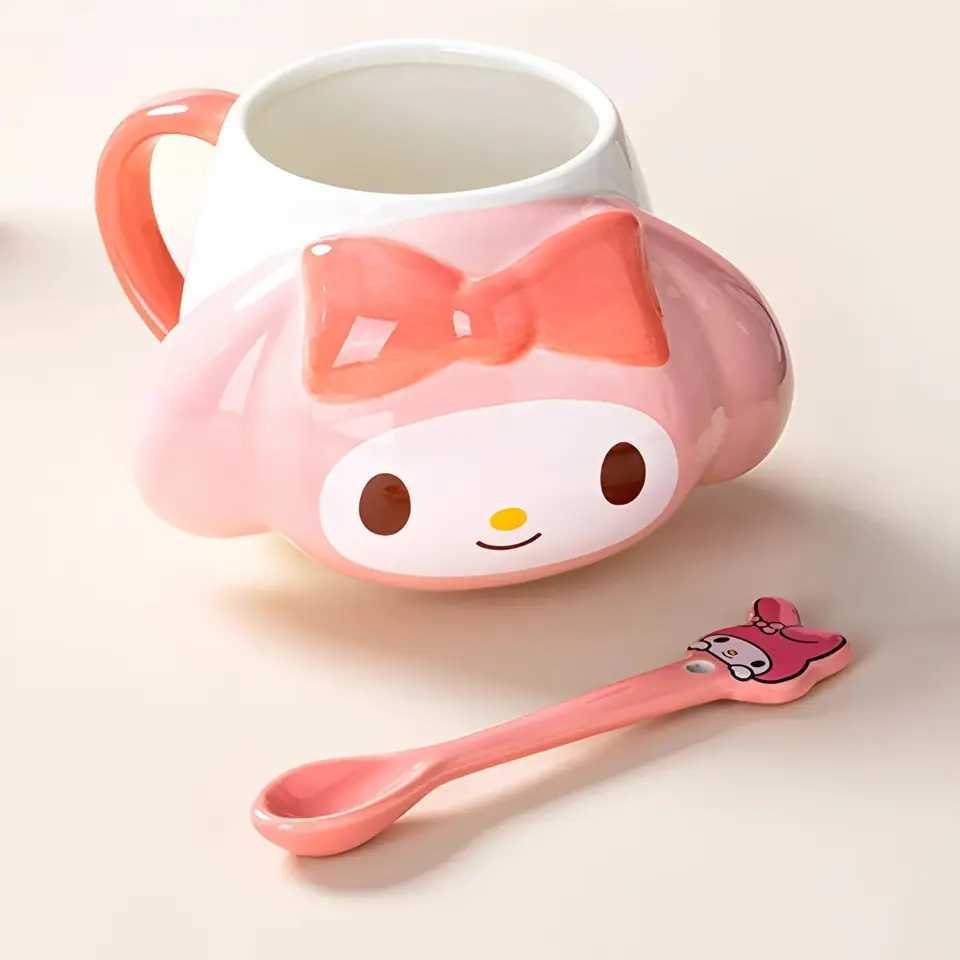 My Melody Pompompurin Embossed Ceramic Mug 450ml Kawaii Anime Coffee Mug Microwave Dishwasher Safe for Home Office Gift D260323