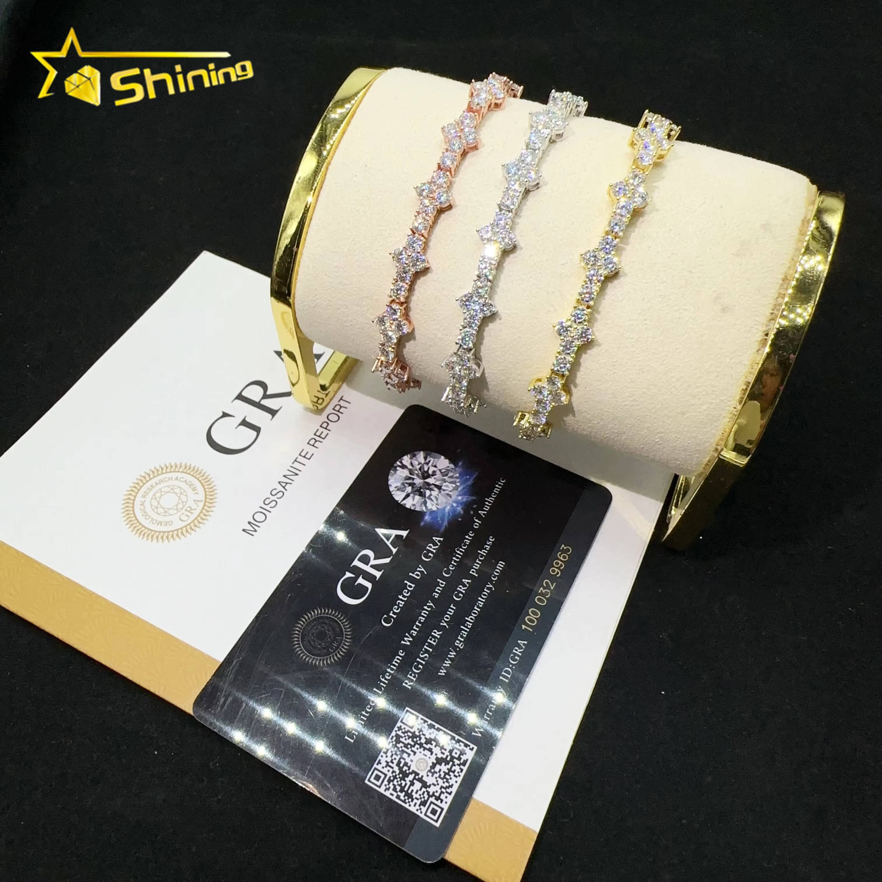 RTS 3mm Cross Bracelet Silver 925 Vvs Moissanite Hip Hop Iced Out Lab Diamond Fine Jewelry Tennis Chain Bracelet