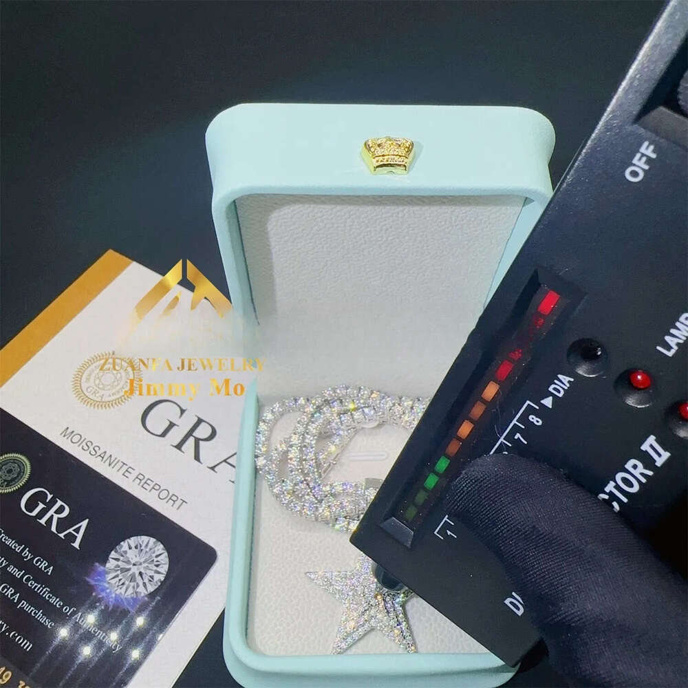 Pass Tester Iced Out Shining Luxury Jewelry 925 Silver D VVS1 Moissanite Diamond Star Pendant Necklace Gift