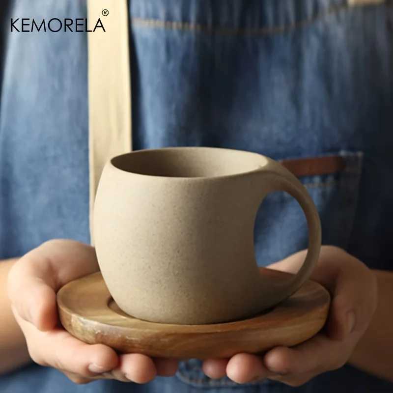 KEMORELA Ceramic Coffee Cups and Saucers Simple Water Cup 220ml Breakfast Milk Oat Drink Mug Exquisite Afternoon Tea Coffee Cup D260323