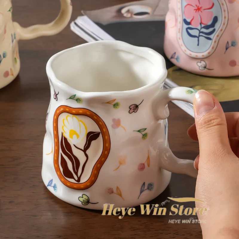 Dreamy Flower Shaped Handmade Ceramic Mug High-value Water Cup Design Inspired Souvenir Breakfast Coffee Cup H260323