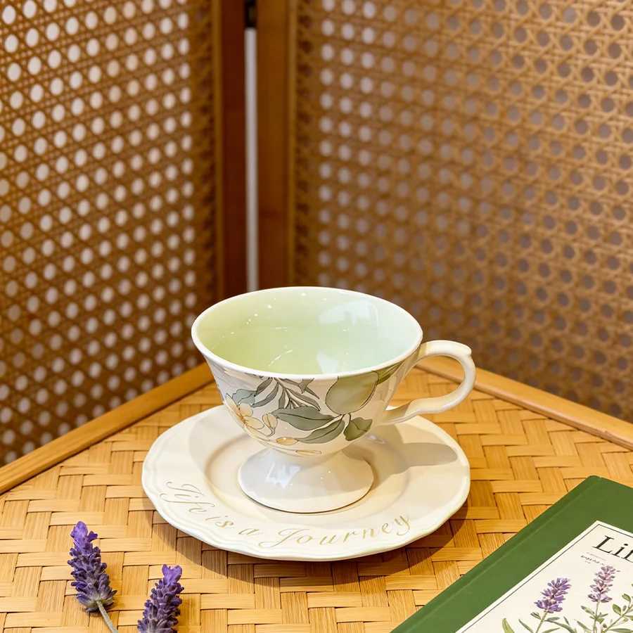 Ceramic cup Coffee cup Water cup Mug Tea cup Cup Dedicated Japanese style Ceramic Floral pattern Couple For home Milk H260323