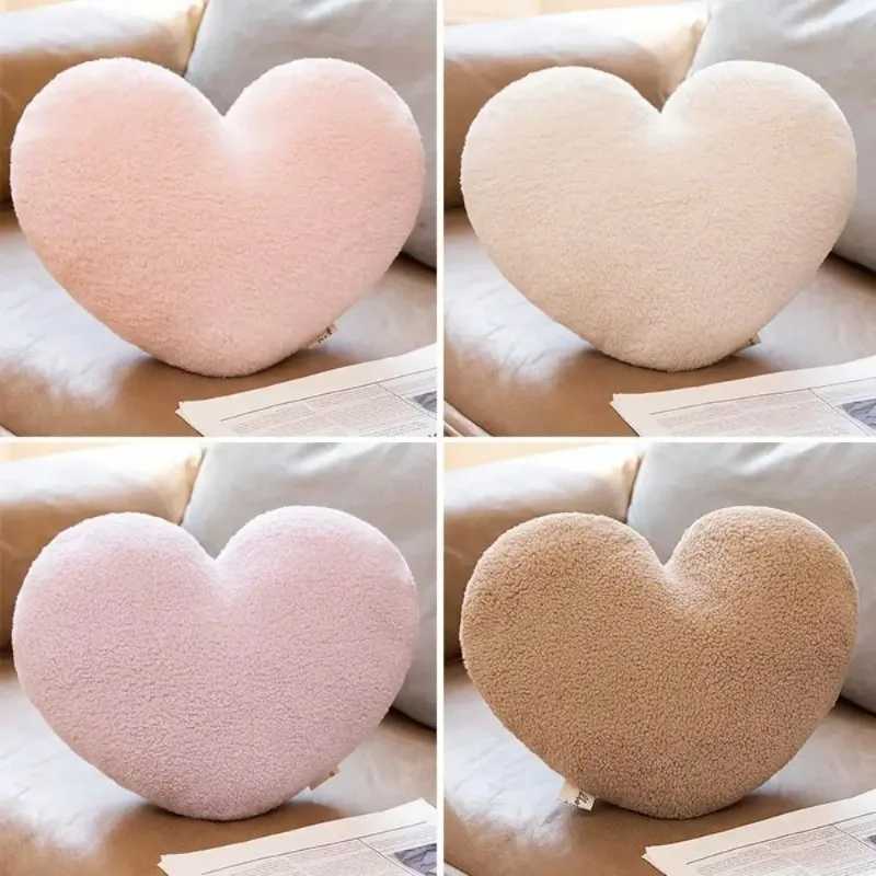 1PC 3040cm Soft Pink Heart Pillow Cute Decorative Cushion for Valentines Day Birthday Gift Indoor Office Sofa Bed Waist Support H260323