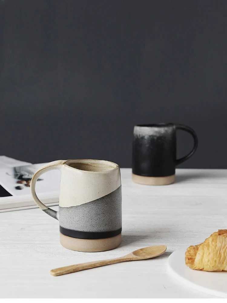 Japanese Retro Stoneware Coffee Cup Household Ceramic Hanging Ear Mug Cup English Afternoon Tea Cup Breakfast Milk Mug Gift H260323