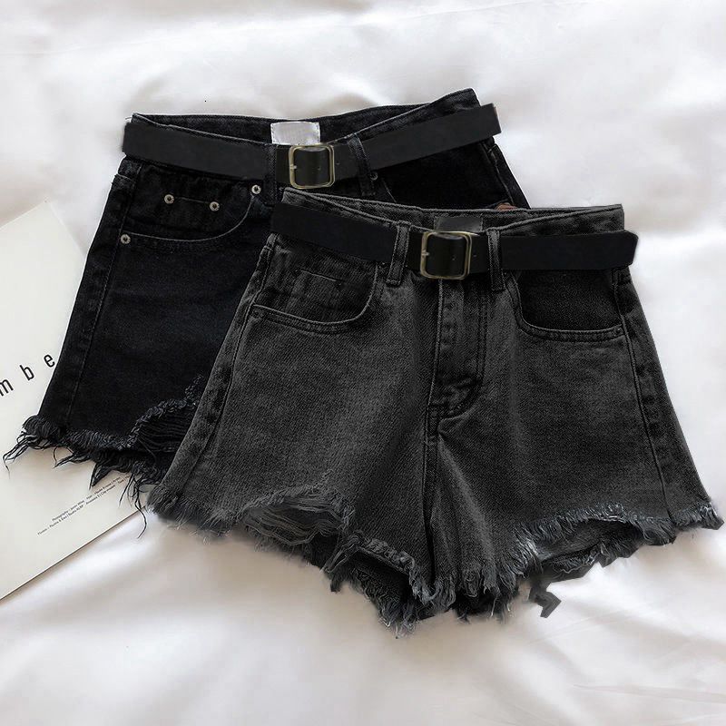 Denim Shorts For Women Summer New Style Ins Trend Casual Designer Pants Hot Pants High Waist Covering Flaws A-line Frayed Hem Slimming Wide-leg Pants