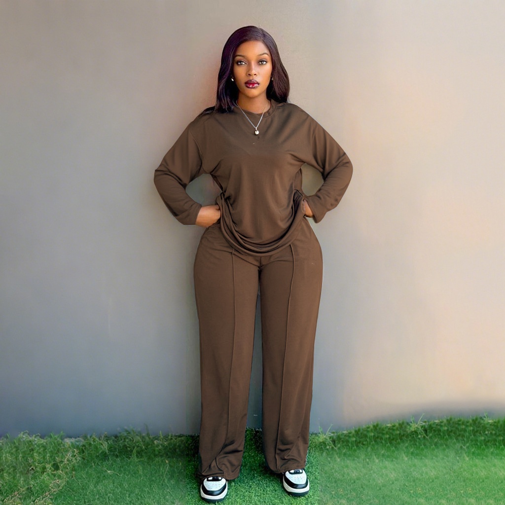 Women's Yoga Sets Fashion Casual Long Sleeves Pullover Tops Wide-Leg Long Pants Two-Piece Set Plus size Tracksuits With Drawstring Sports Clothin