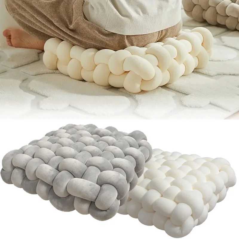 Knot Hand-made Cushion 2025 Square Nordic Aesthetic Plush Pillow for Office Chair Decorative Sleeping Back Support H260323