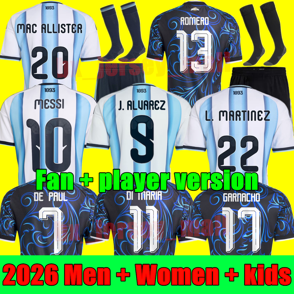 2026 Argentina soccer Jerseys MESSIS GARNACHO DE PAUL National Team MARTINEZ Fans Player versio Maradona Football Shirts 25 26 SUAREZ Miamis Fc Men women kids kit