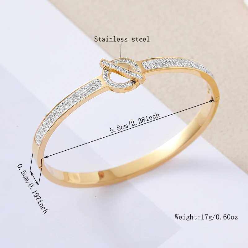 Elegant and luxurious style with irregular geometric patterns stainless steel with versatile rhinestones for women H260323 - view 3