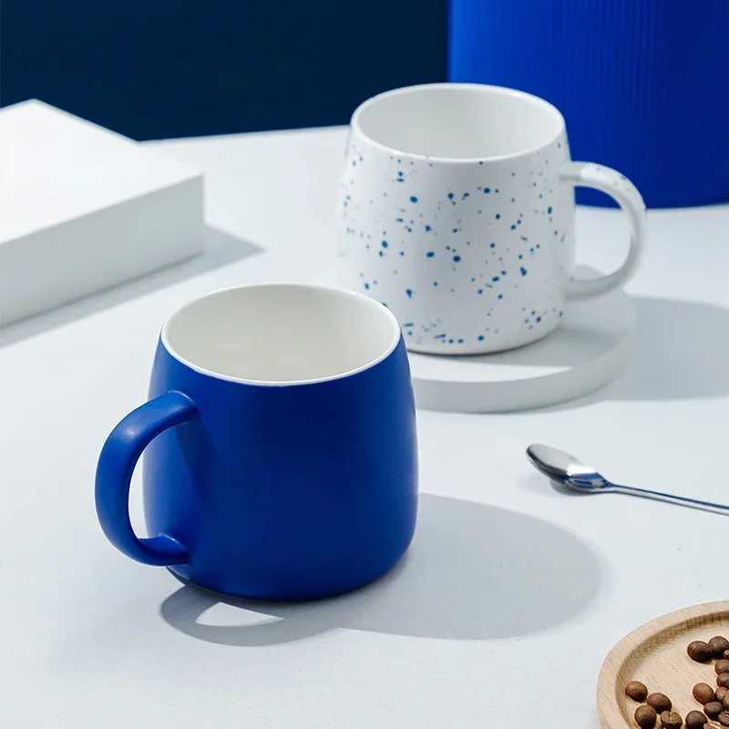 500ml Ceramic Mug Gift Package Blue Coffee Cup Creative design Splash ink Breakfast Oatmeal Cup Festival Gift Porcelain Mug D260323