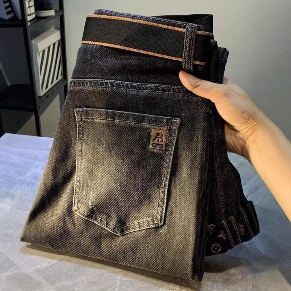 2026 Fashion Designer Jeans Luxury Men's Wool Lined High End Embroidery Slimming Casual Pants Men's Classic Black Outdoor Sports Pants Busin