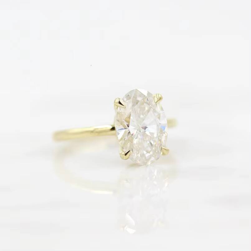 Maiyi 9K/10K/14K/18K/22K Solid Gold Yellow Gold Oval Cut D Color VS1 Solitaire Cvd Diamond Engagement Ring With IGICertificate