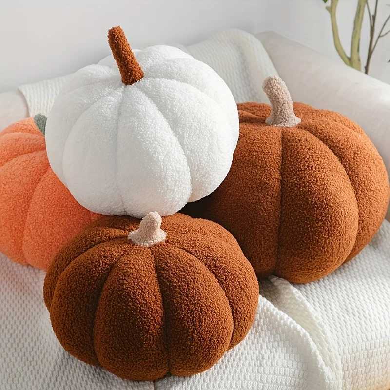 3D Fluffy Pumpkin Plush Pillow -Stuffed Animal for Halloween Home Decor Birthday Party Favors Cozy Home Accents H260323