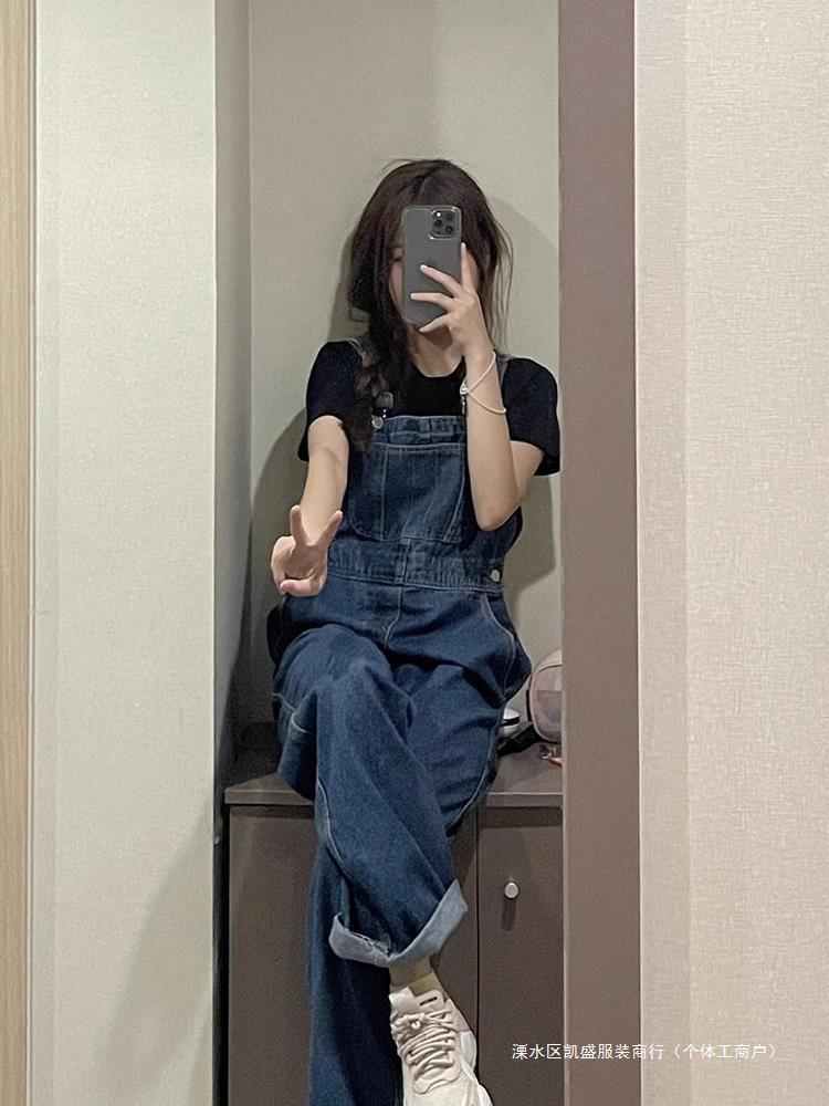 Soft Denim Overalls Designer Pants For Petite Women New Autumn Style Plus-size Loose-fitting Slimming Wide-leg Pants