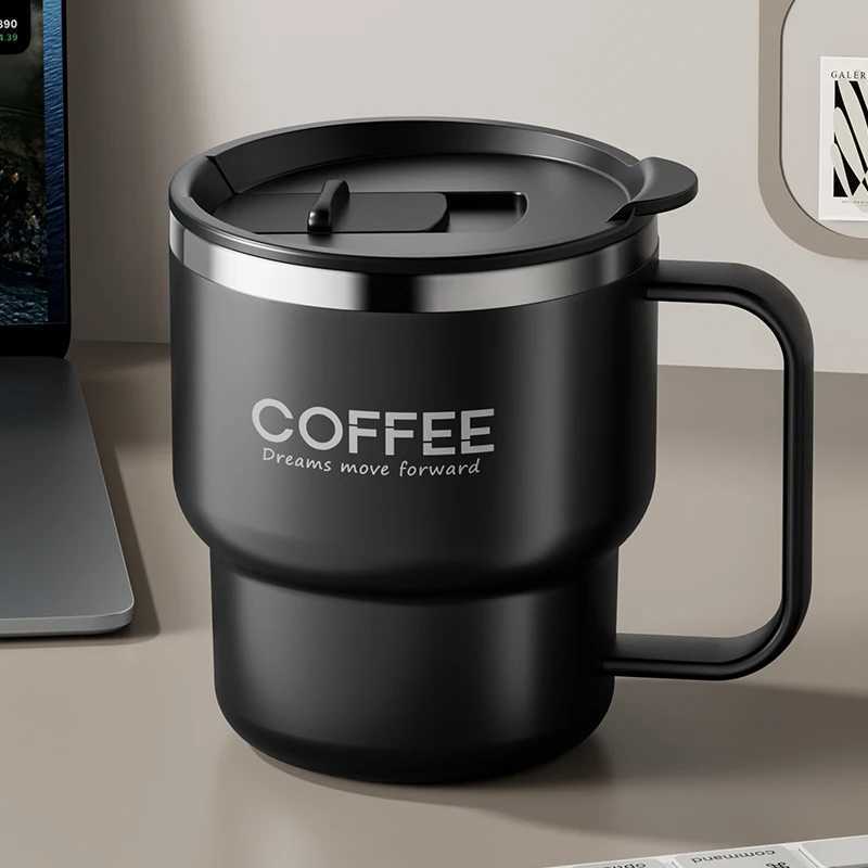 WORTHBUY 304 Stainless Steel Double Wall Insulated Coffee Cup With Handle Portable Students Leak-proof Water Cup Milk Coffee Mug D260323