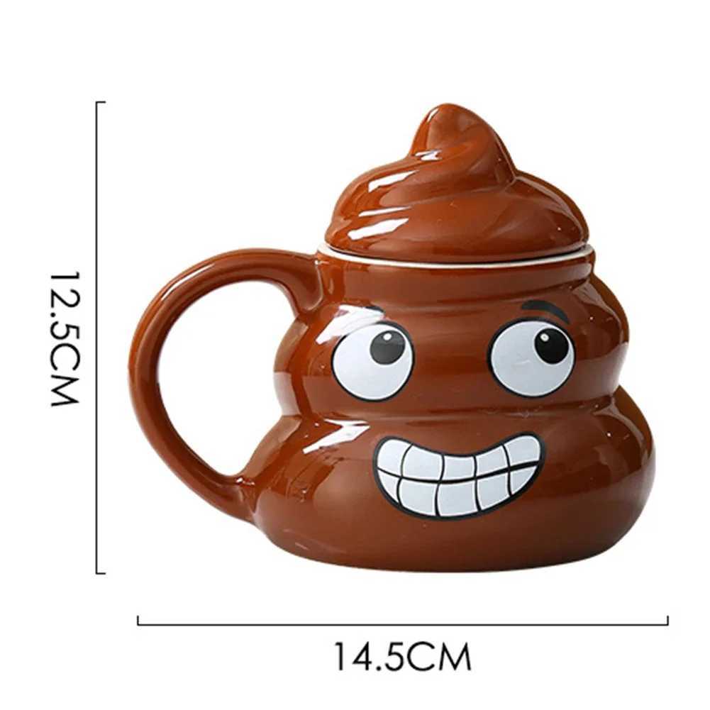 Poop Ceramic Cup480ml Creative Coffee Cups with Spoon for Home OfficesNaughty Prank Drinkware Mug for Birthday Christmas Gift D260323