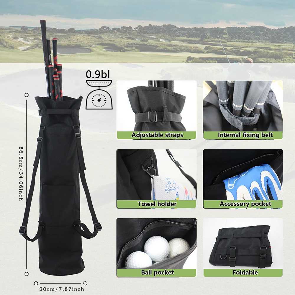 Lightweight Golf Carry Bag with Adjustable Shoulder Strap - Holds 8-10 Clubs Foldable Portable Golf Bag with Multiple Compartme D260323