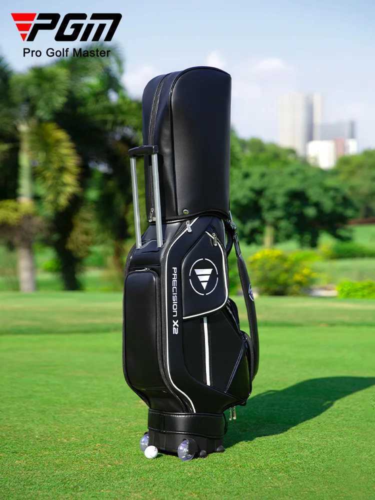 PGM Golf Standard Ball Bag High Capacity Package With Wheel Professional Leather PU Waterproof Golf Cart Club Airbag QB029 D260323