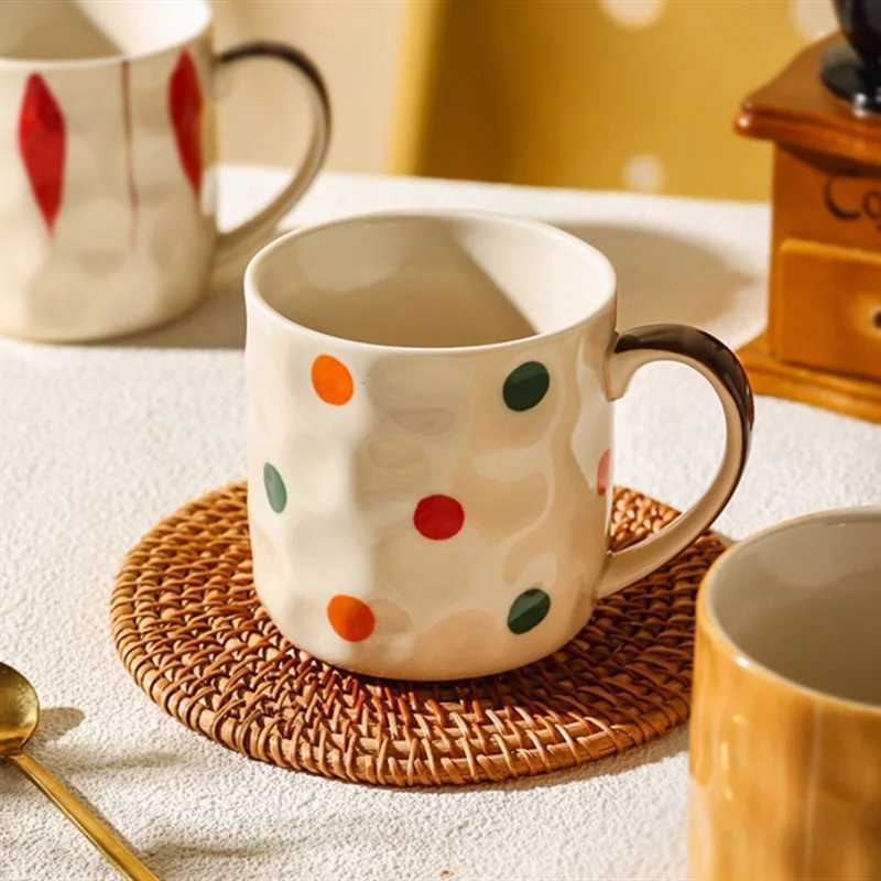 Retro INS Ceramic Mug Glazed Underglaze Color Breakfast Premium Coffee Cup Water Drinking Cup for Daily Use D260323