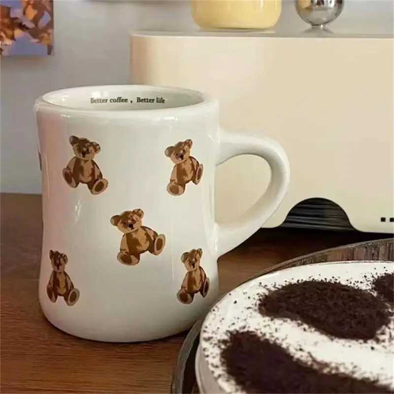 Ceramic Coffee Mug Cartoon Bear Chocolate Bear Mugs Girl Retro Coffee Cup Afternoon Tea Cute Ceramic Mugs Cute Coffee Mug Cup H260323