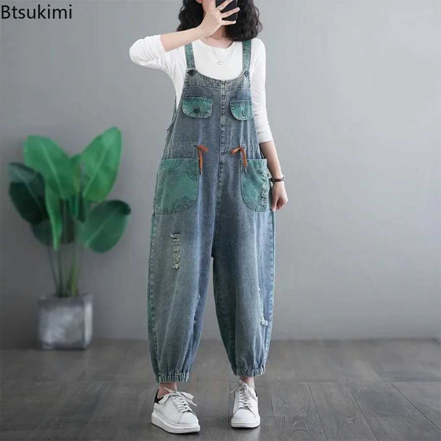 Oversized Denim Jumpsuit Clothes for Women 2026 Trend Drastring Loose Wide Leg Overalls Ladies Jean Straps Pants Hip-Hop Rompers M260323