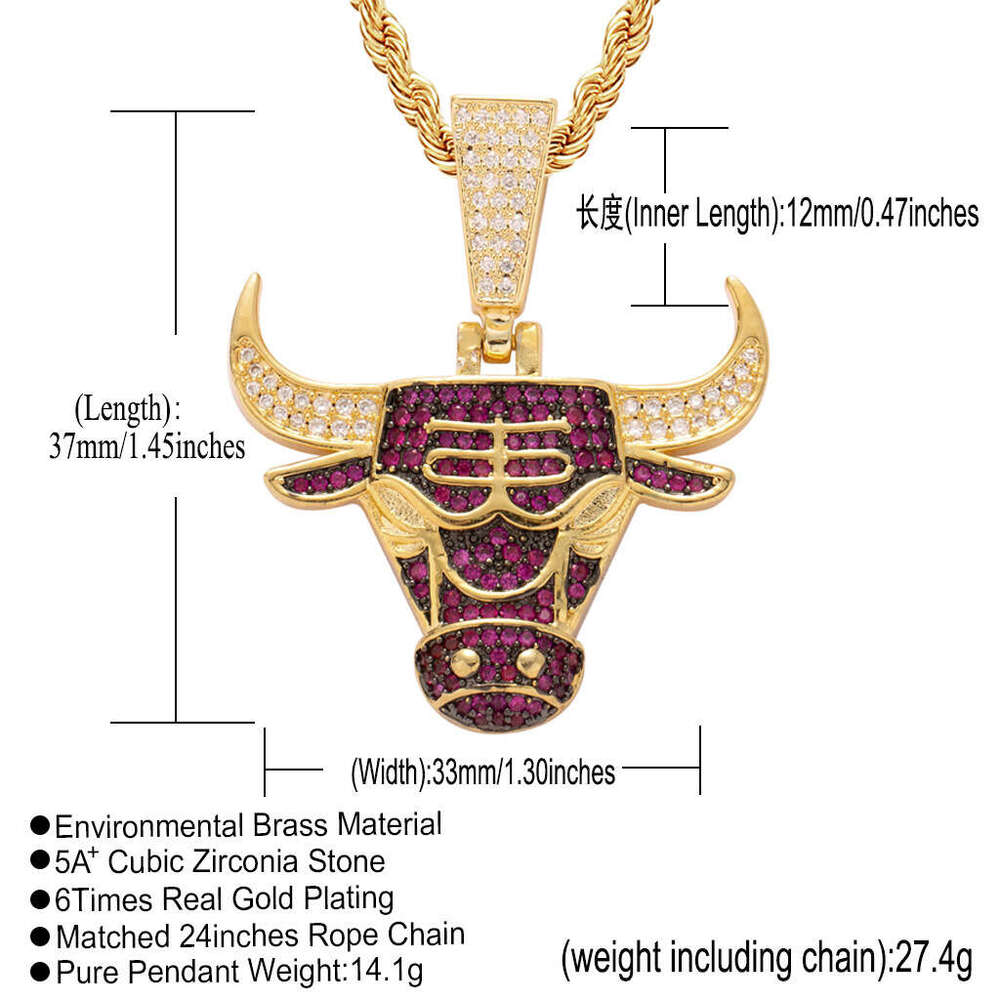 Fashion Jewelry Jewelry Hip Hop fan necklace Chicago Bulls pendant