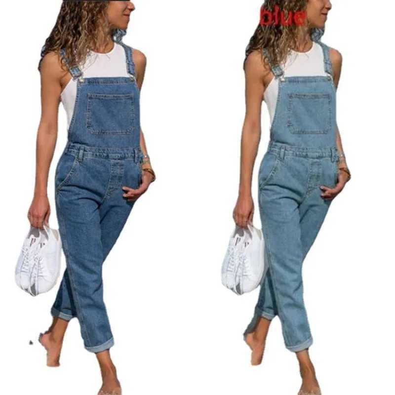 Womens Overalls Denim Stretch Straight Leg Jeans Boyfriend Overall Regular Fit Bib Jean Jumpsuits Comfy Adjustable Straps M260323