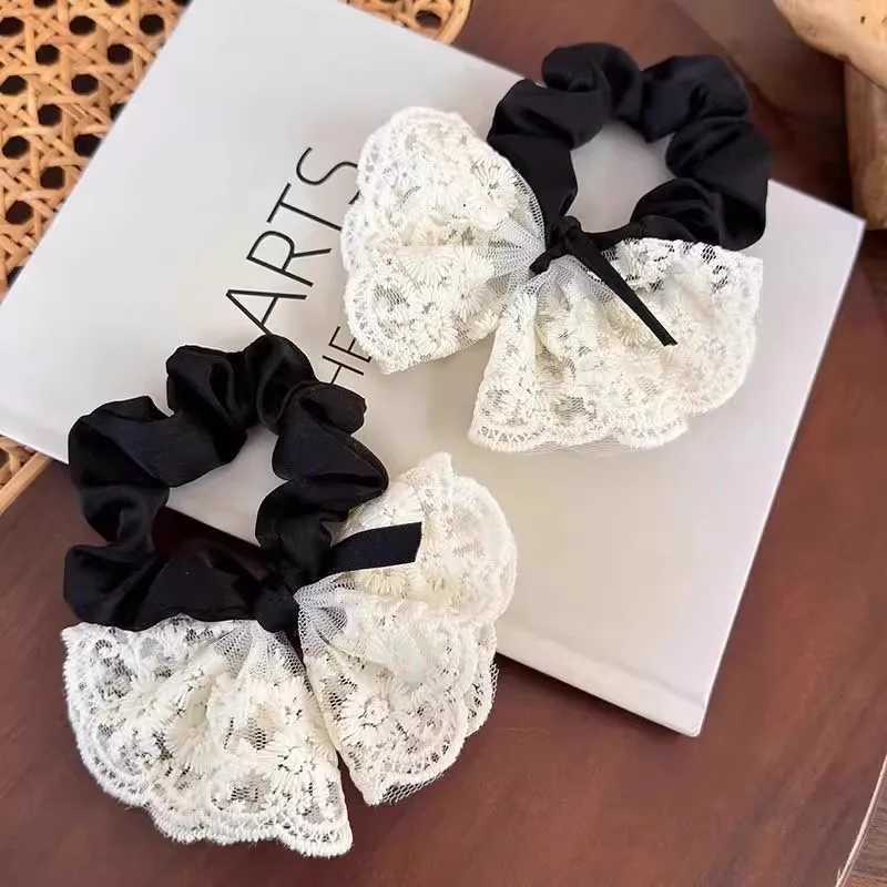 Elegant Lace Bow Hair Band For Women Girls Sweet Hair Ornament Scrunchie Hair Tie Rubber Band Hair Rope Fashion Hair Accessories H260324