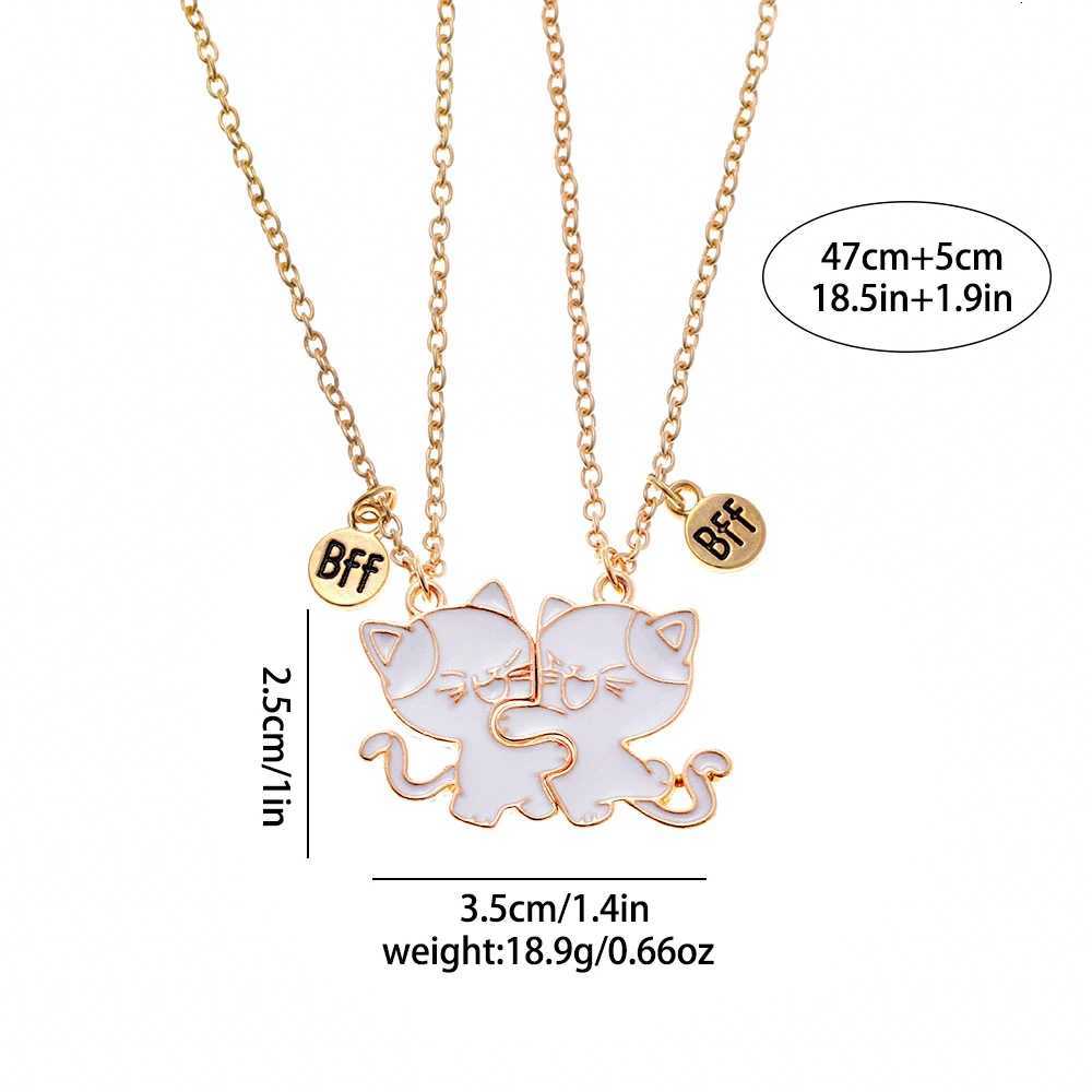 2Pcs/Set BFF Charm Cute Cats Shaped Puzzle Pendant Necklace Girls Best Friends Friendship Jewelry Gift H260324 - view 6