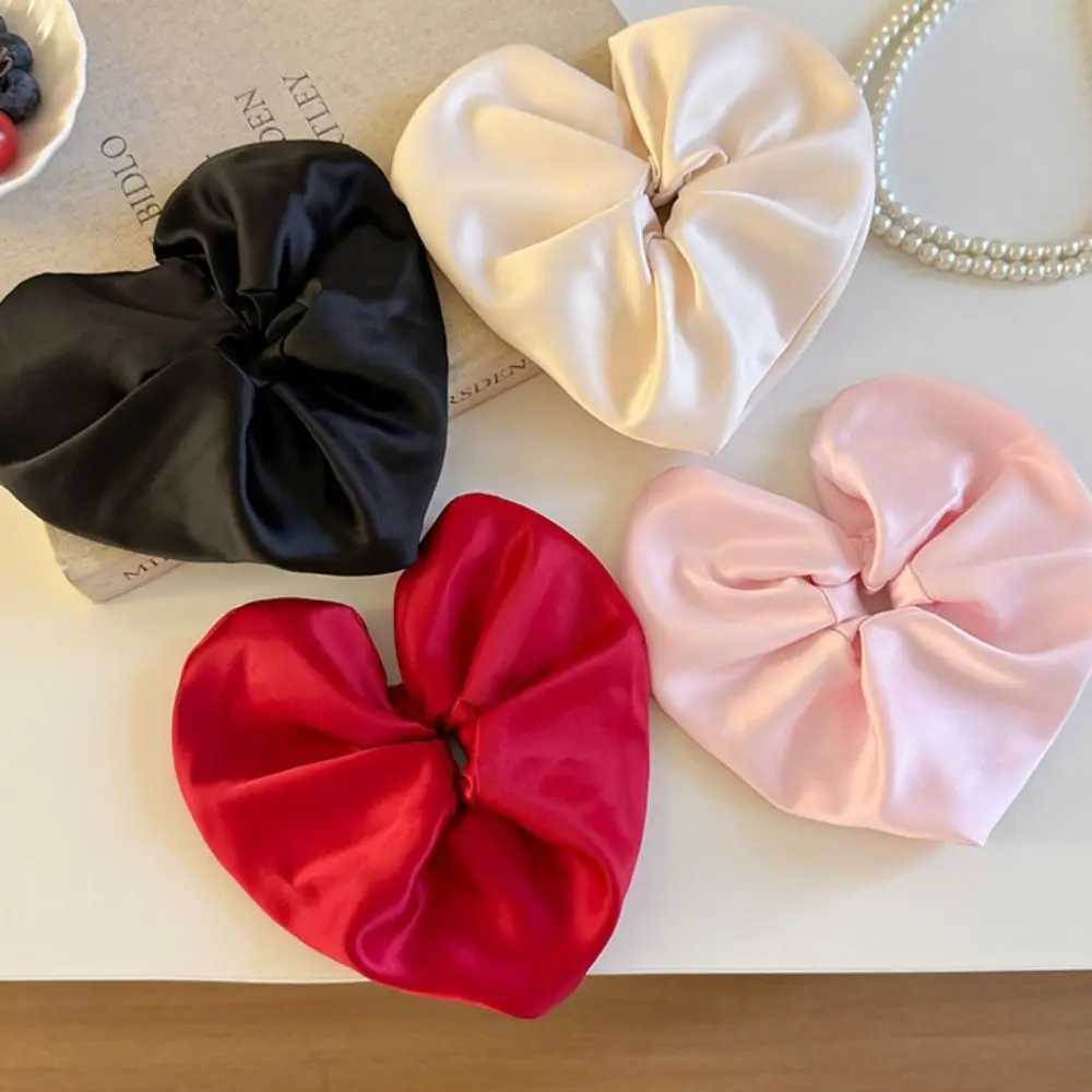 Delicate Heart Shape Heart Hair Rope Love Oversize Ponytail Elastic Rubber Band Cloth Ponytail Holder Exaggerated Hair Ring Girl H260324