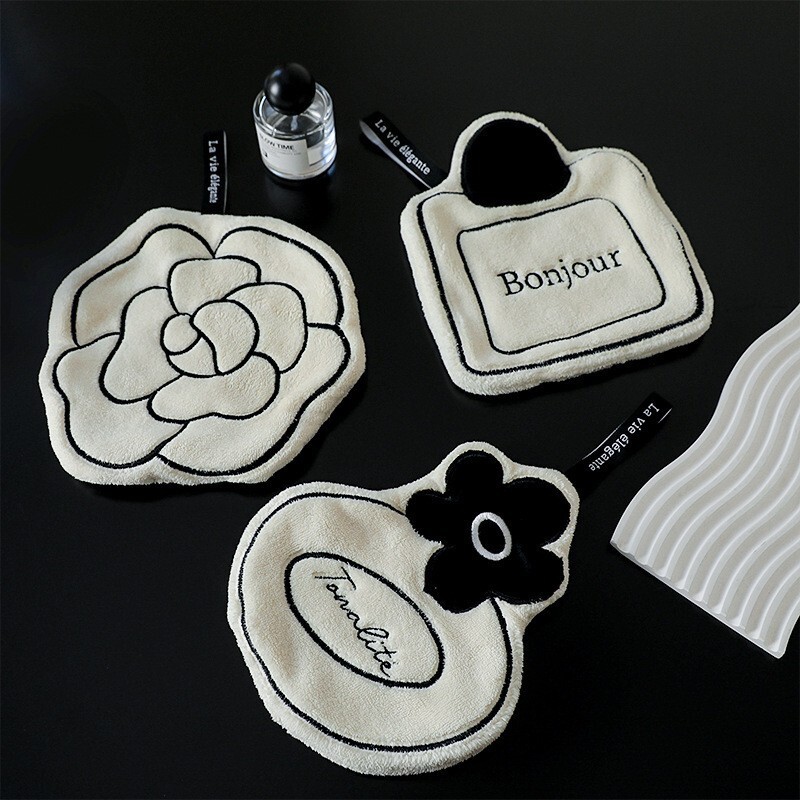 Hand Towel French Style Simple Hangable Thickened Quick Drying For Bathroom Kitchen Cleaning